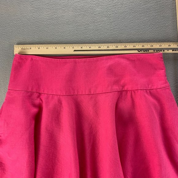 **SOLD**Lauren Ralph Lauren LRL Womens Skirt 12 Pink Linen Skater Flare Pockets - Picture 5 of 10
